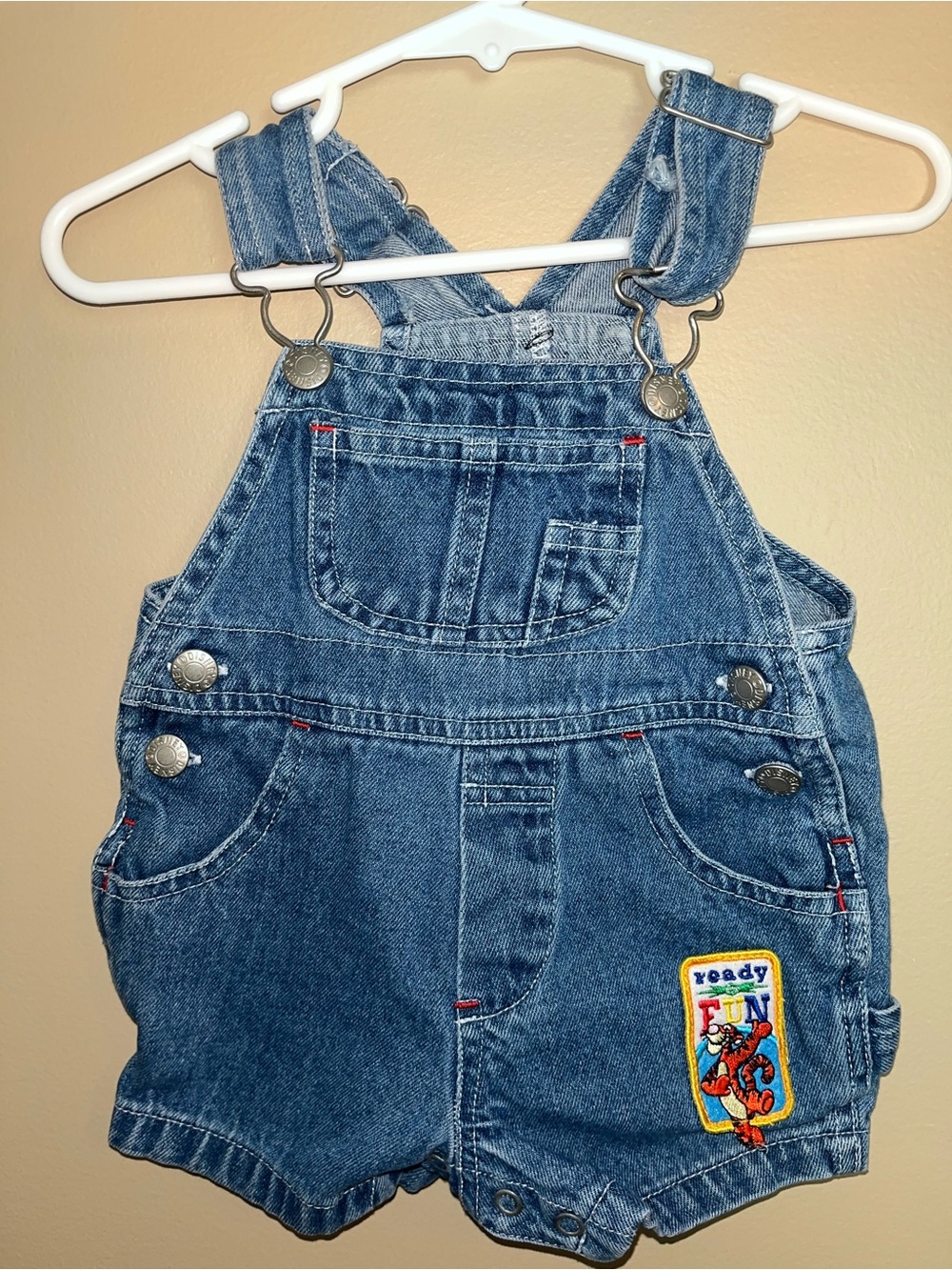 Vintage Disney Winnie The Pooh Tigger Overalls Shortalls 0/3 Months 90s Y2K